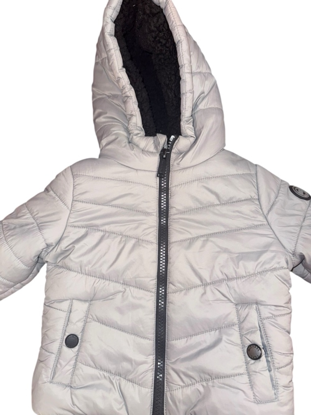 Michael Kors Light Gray Hooded Puffer Jacket